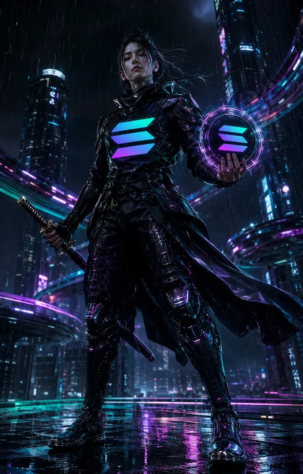 The Neon Ronin, the official Solana mascot